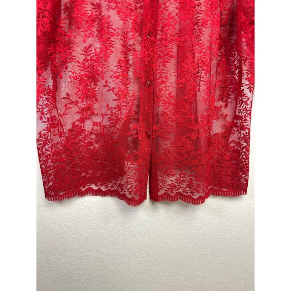 Vintage White Stag Womens Red Sheer Lace Blouse Long Sleeve Top 22w/24w - Picture 2 of 9